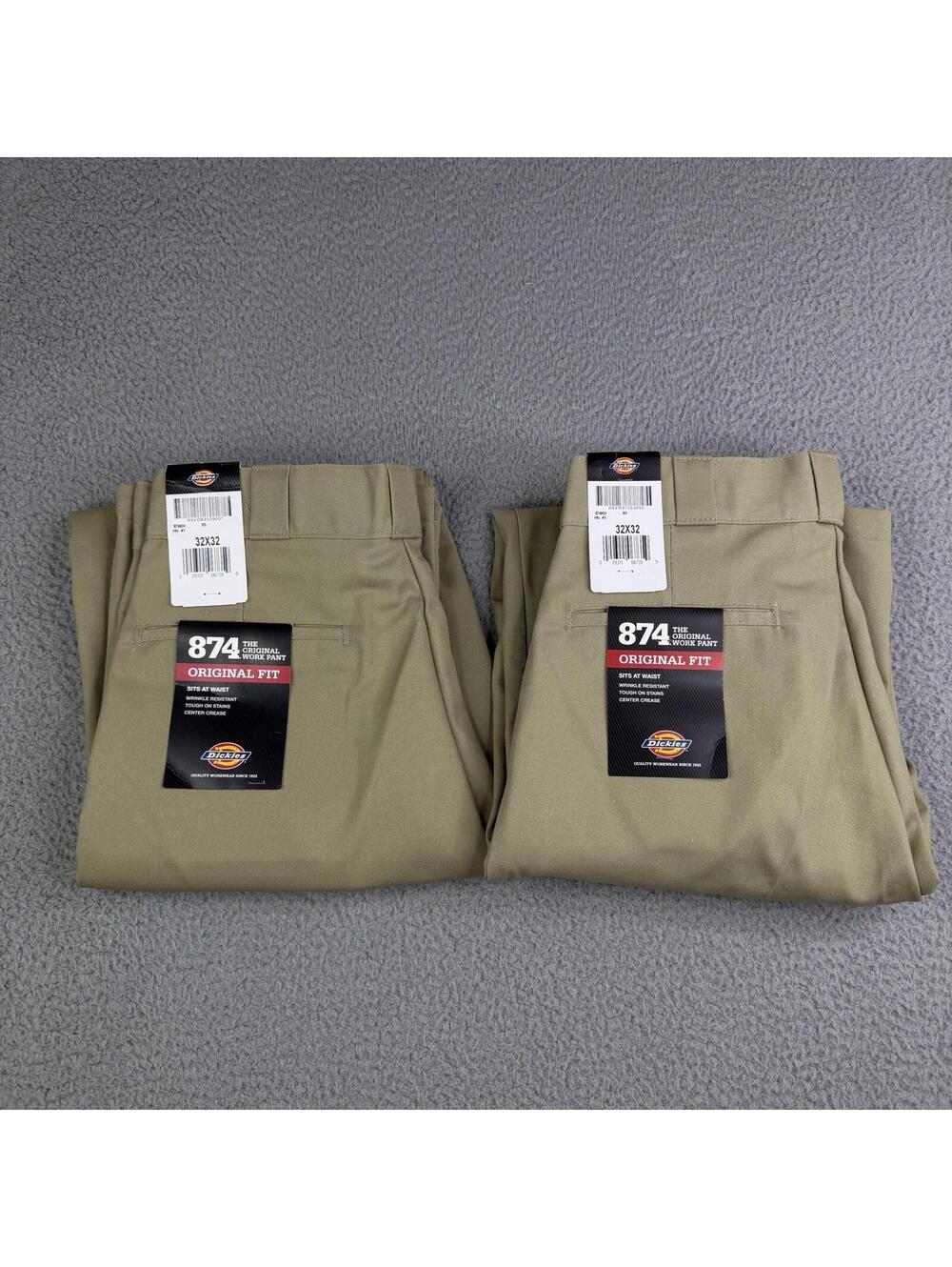 Dickies 874 The Original Work Pants (lot of 2) Original Fit Khaki Size 32x32 NWT